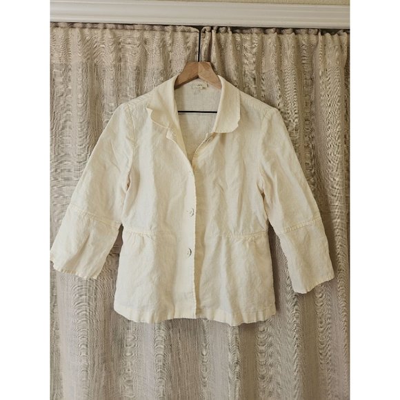 J. Jill Jackets & Blazers - J.Jill  white 100% linen button down overshirt / jacket, size S